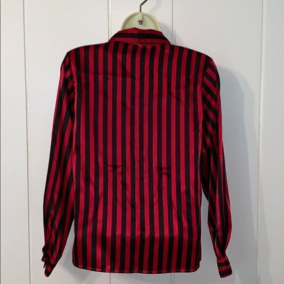 Vtg 80s/90s Yves St Clair red/black striped top - Picture 5 of 7